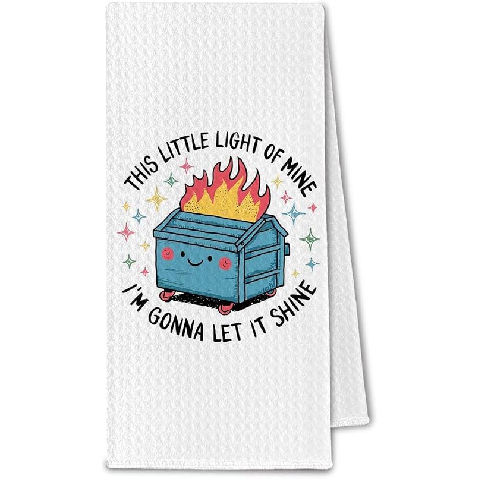 Dumpster Gifts Fire Kitchen Towels, It s Fine I m Fine Everything is Fine Dumpster Dish Towels Drying Cloth, Funny Sarcastic Quote Decorative Hand Dumpster 05