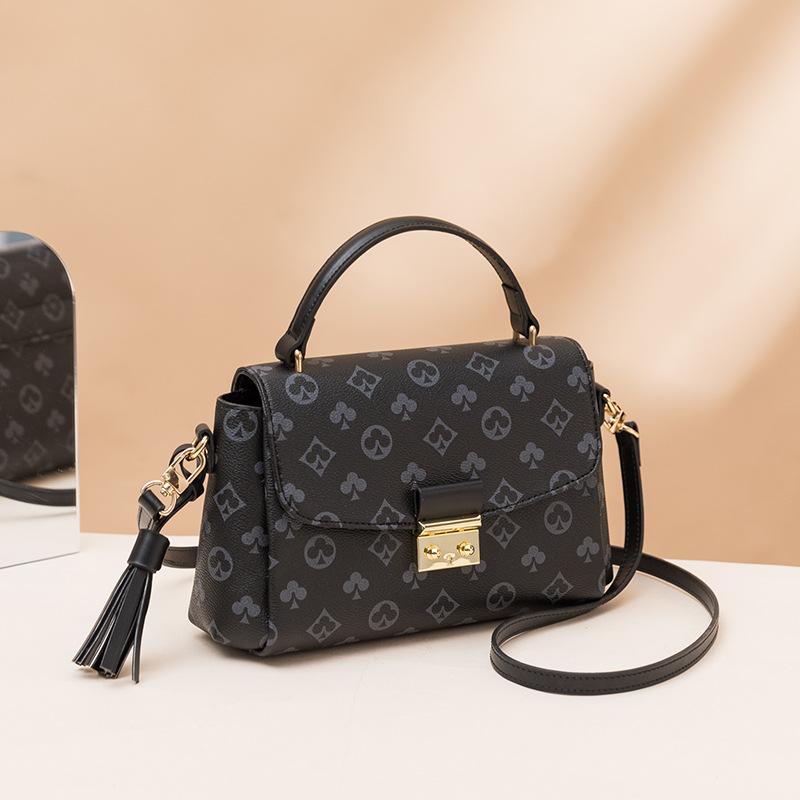 

Bag women s new fashionable versatile messenger lock small square bag temperament elegant simple printed portable women s bag