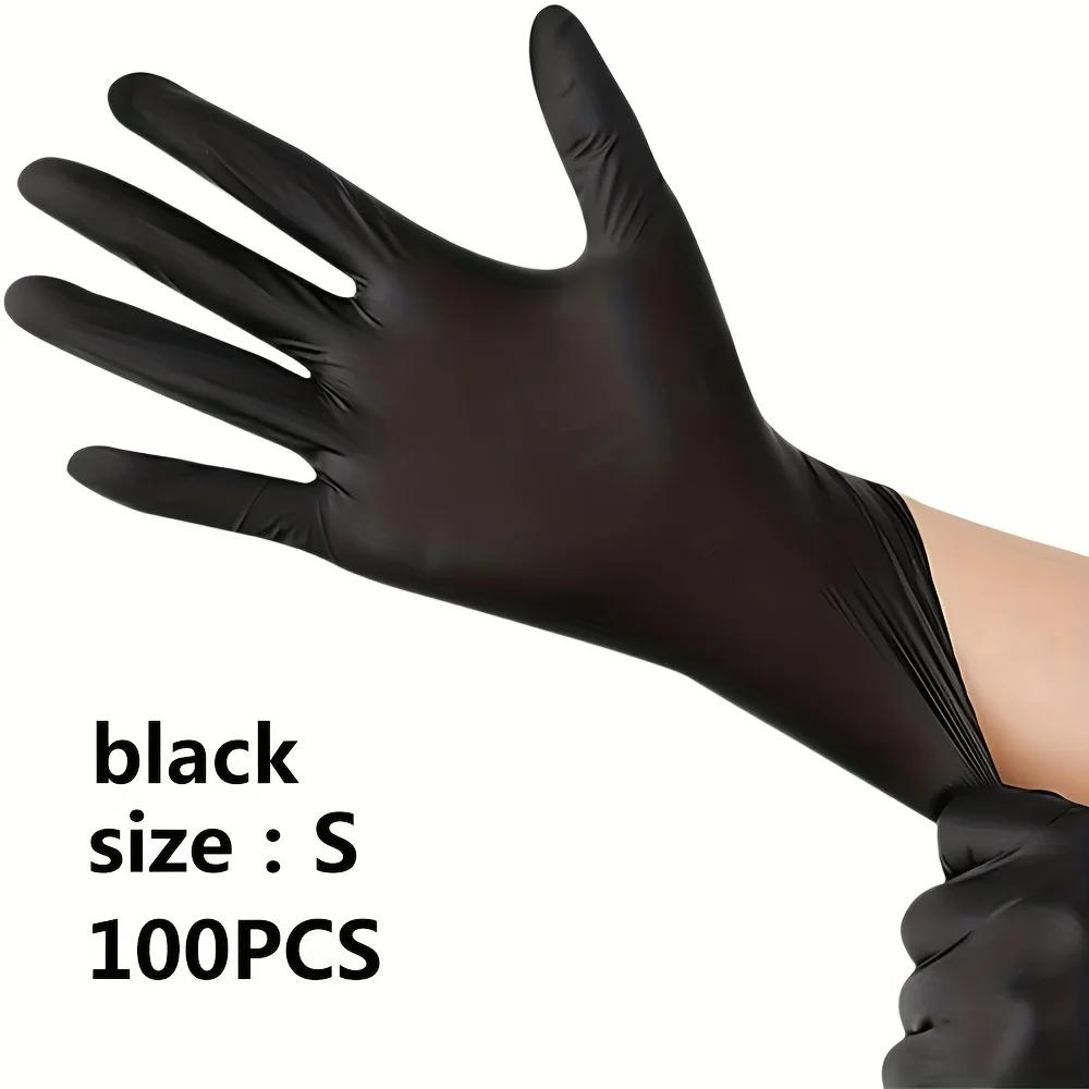

100pcs Black Nitrile Disposable Gloves - Waterproof Durable Non-Medical Gloves S/M/L/XL for Kitchen Bathroom Home Cleaning