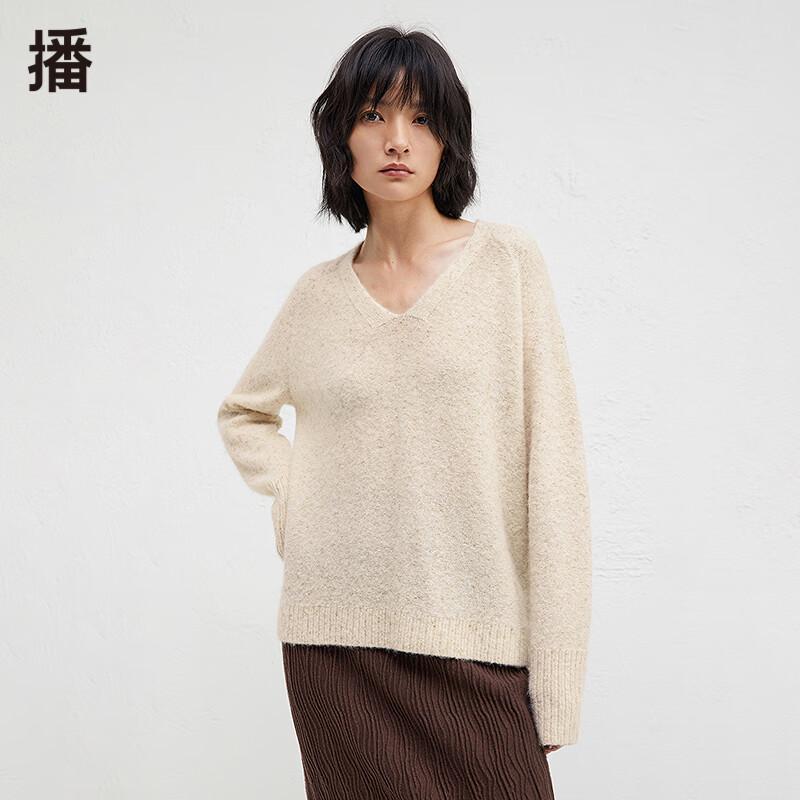 Broadcast Relaxed V-Neck Long-Sleeve Knit Sweater