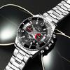 Stainless Steel Watch Men's Quartz Watch Green Water Ghost Watch Men's Calendar Watch Men's Steel Strap Watch Student Watch