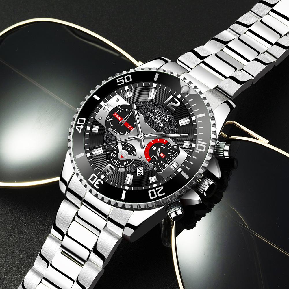 Stainless Steel Watch Men's Quartz Watch Green Water Ghost Watch Men's Calendar Watch Men's Steel Strap Watch Student Watch