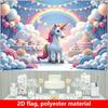 2D Flat Banner 1 Piece of Rainbow Unicorn Birthday Party Background Flag. Unicorn Birthday Party Supplies.
