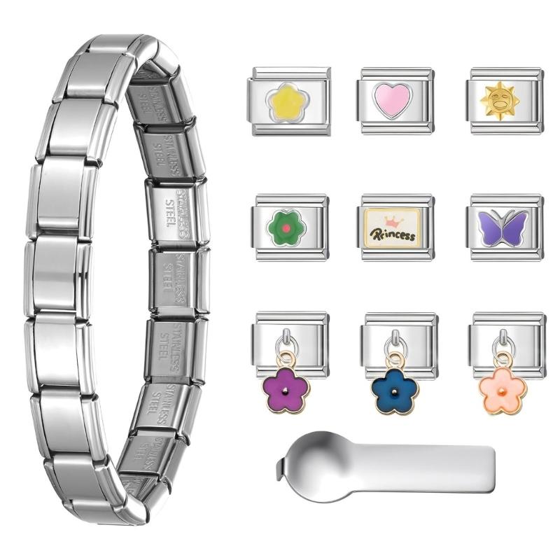 

Italian Module Bracelet Link Connectors Jewelry Accessories Stainless Steel Texture Suitable for Jewelry Enthusiasts