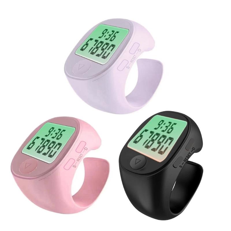 Multifunctional Electronic Finger Rings Tally Counter with Time Display and Easy Button for Prayer 5 Digit up to 99999