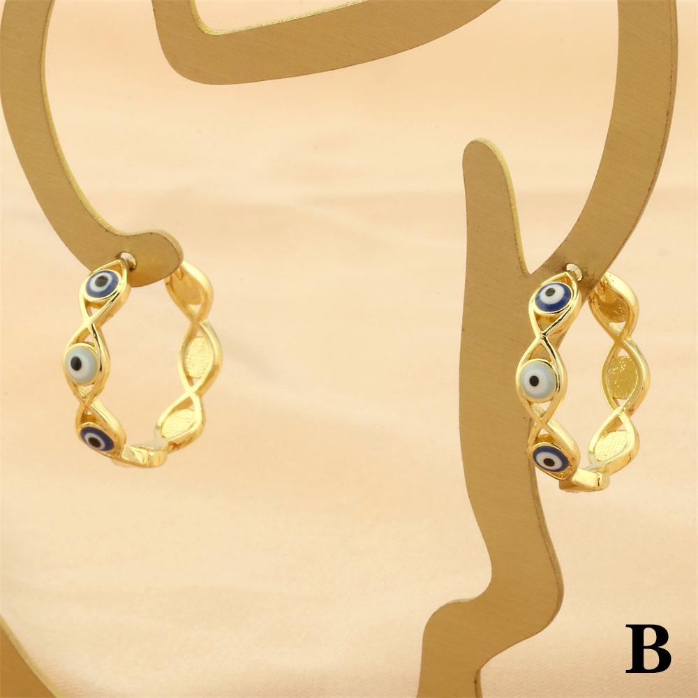18K Gold-Plated Enamel Devil's Eye Ear Hoops for Women - Fashionable, Color-Retentive Design