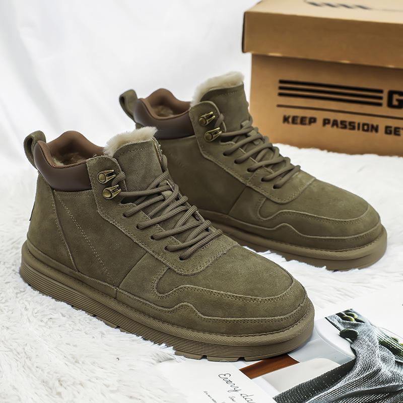 

Северо-восточные зимние сапоги, бархатные теплые хлопковые туфли, повседневная обувь, утолщенные нескользящие короткие туфли-хлебушки для Нового года 44 хаки