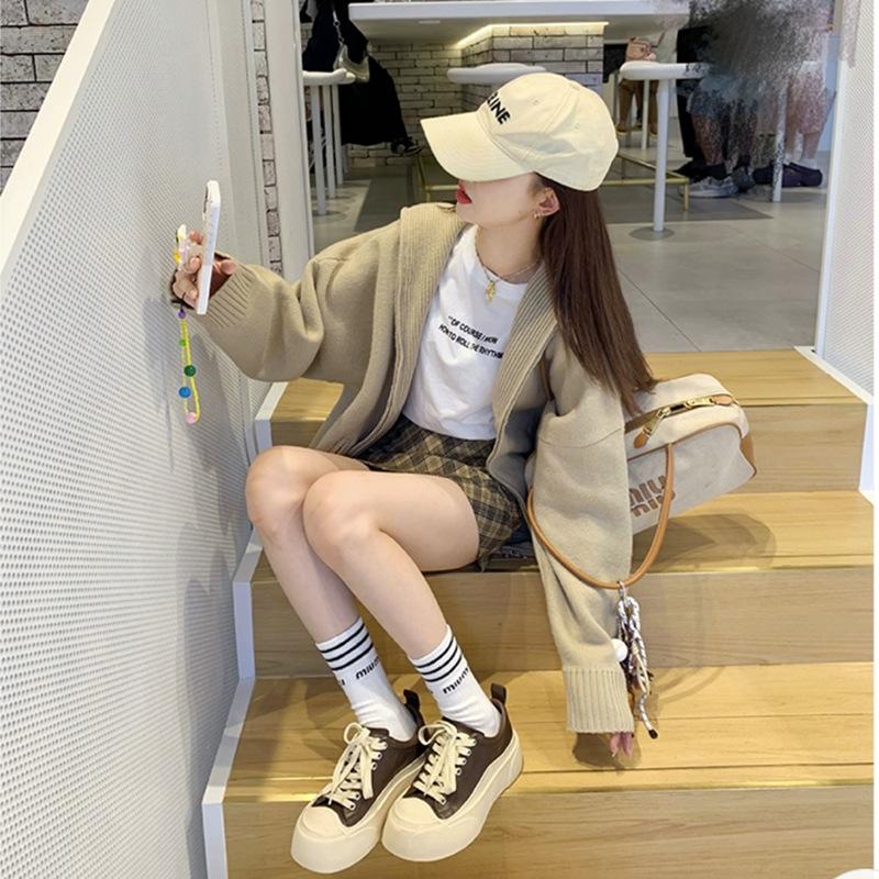 Horse Leather Version~ Versatile Round Head Casual Sports Board Shoes Lace-up Heightening Platform College Little White Shoes Women's 2025 New Models