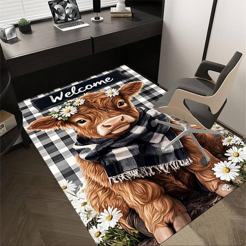 1PC cow, daisy Carpet Office Rug Mat Home Decor Area Carpet Festival Gift Office desk chair carpet Longlasting Material