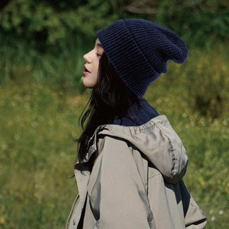Oversized Knit Beanie Hat Winter Warmth Unisex Extra Large Stretchy Wool Blend Cap