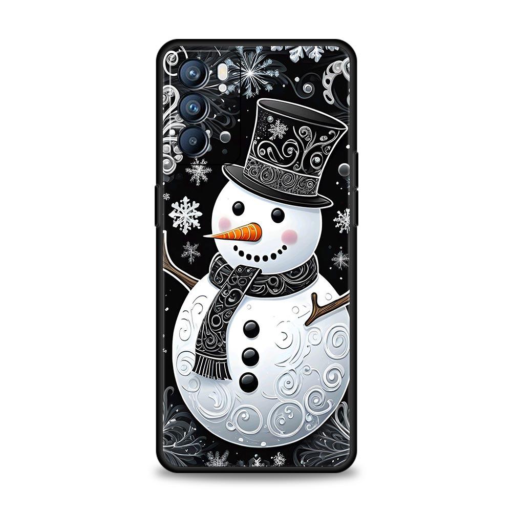 Christmas Snowman Phone Case For Oppo A17 A31 A54 A57 A78 A79 A98 Find X5 X6 Reno 6 7 8 10 11 12 13 F Pro 5G Soft TPU Cover Bags
