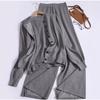 Grey simple fashion casual sweater set women's autumn and winter vest knitted sweater wide-leg pants three-piece set