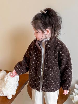 Girls' 2025 Autumn/Winter Fleece Jacket - Plush, Fashionable Sweater for Baby Girls