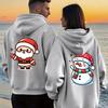 Christmas Santa And Snowman Print Hooded Sweatshirt | Casual Loose Fit, Suitable For Daily And Christmas Events