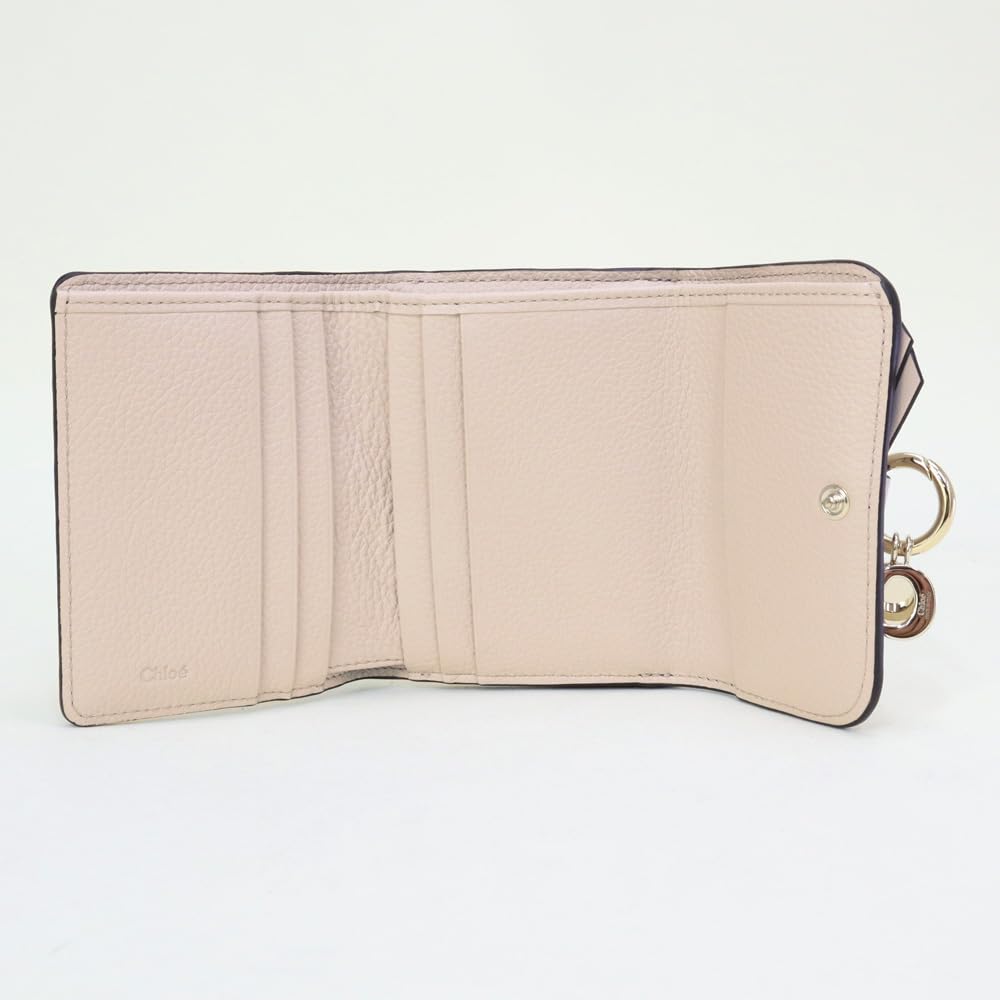 Chloe CHC21WP945F57 WILD GREY 084 24AW Pink Gray Wallet Alphabet Flap Small Trifold Wallet Women's [Used]