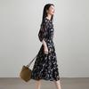 SOFSIL Black Floral V-Neck Midi Dress