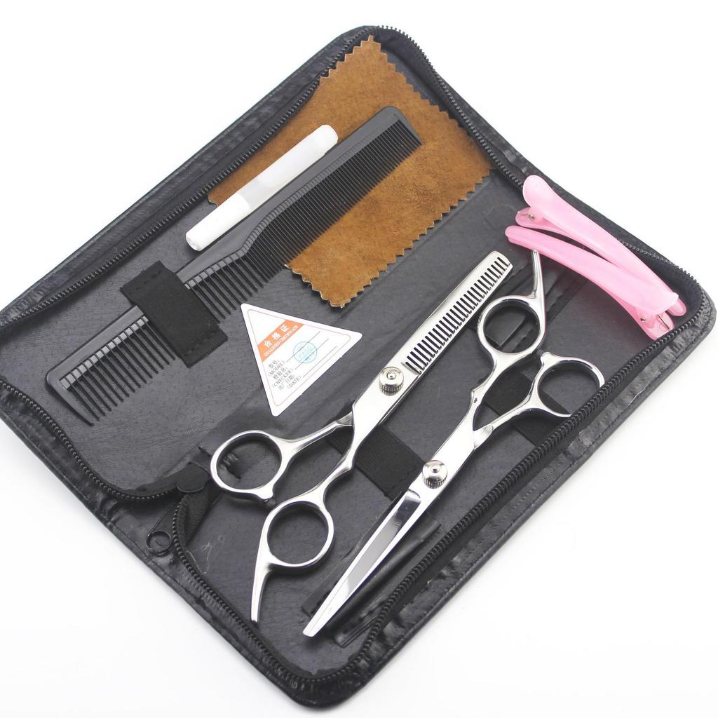 6.0-inch Hairdressing Scissors Set: Straight & Thinning Shears, Pouch, Comb, Maintenance Oil
