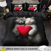 Romantisches und liebevolles Katzenmuster Bettbezug-Set King Queen Stil Bettwäsche-Set Geburtstagsgeschenk (Beinhaltet 1 Bettbezug + 1/2 Kissenbezüge)