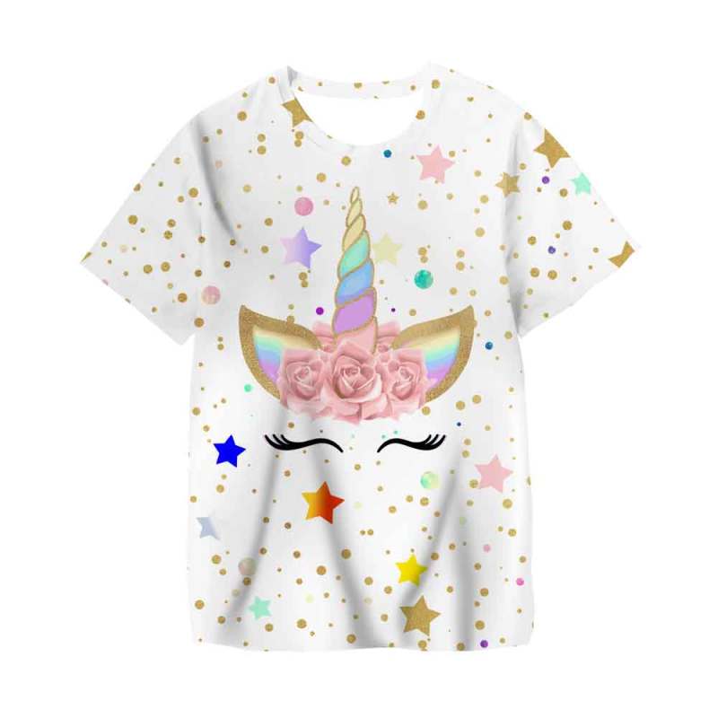 Cute Unicorn T-shirt Casual Comfortable Top 1 To 14 Years Old Boys and Girls Unicorn T-shirt Children 3D Printed Clothes
