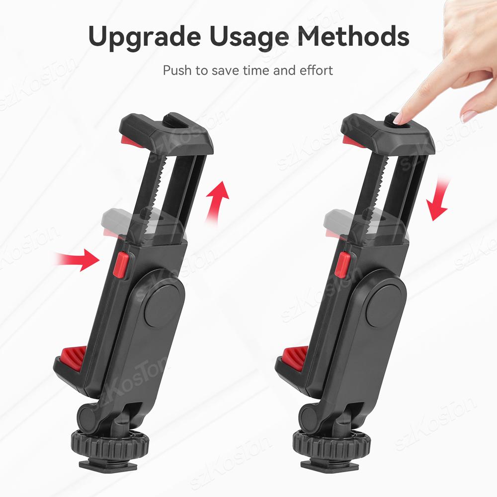 Camera Hot Shoe 360 Rotatable Phone Mount Holder Tripod With Cold Shoe For Mic Light Phone Clip For iPhone 15 Pro Smartphone