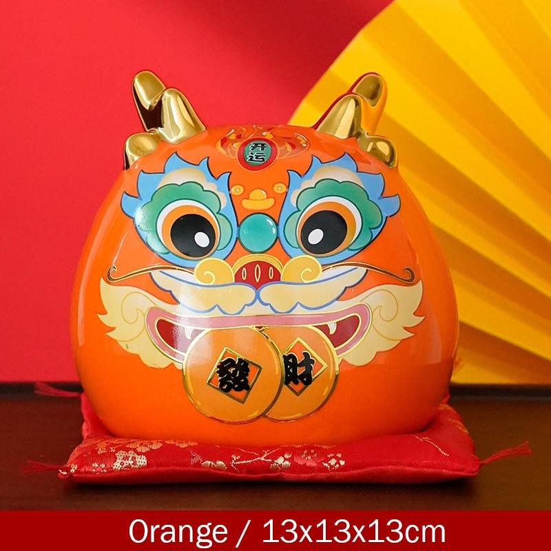 5 Inch Ceramic Dragon Money Box Maneki Neko Ornament Home Decoration Mascot Gold Dragon Figurine with Gift Box