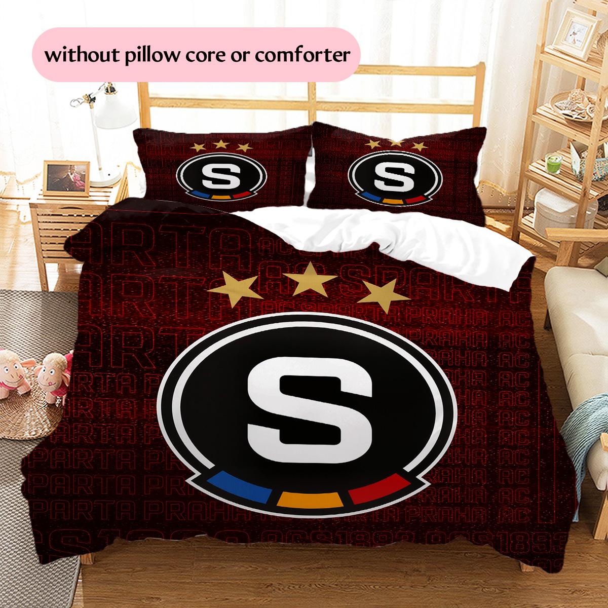 

AC Sparta Prague Football Club Pattern Bedding Quilt Set Home Decoration Gift (1 * duvet cover + 2 * pillowcase without core) 250x220cm