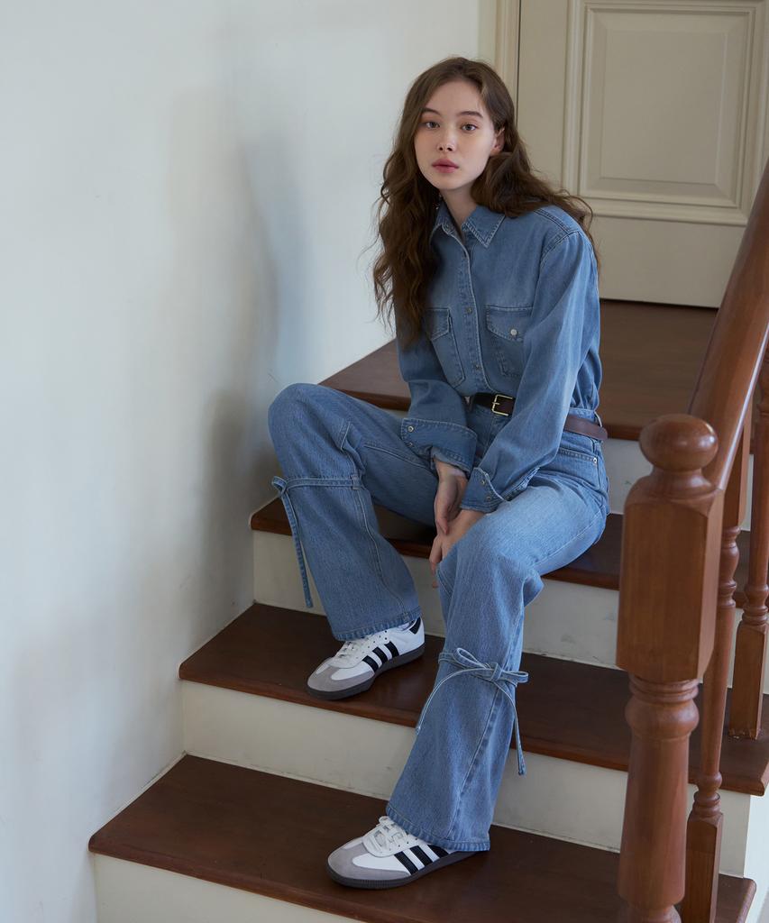 Deuloupisumeon Slim Line Pocket Denim Shirt [Light Blue]