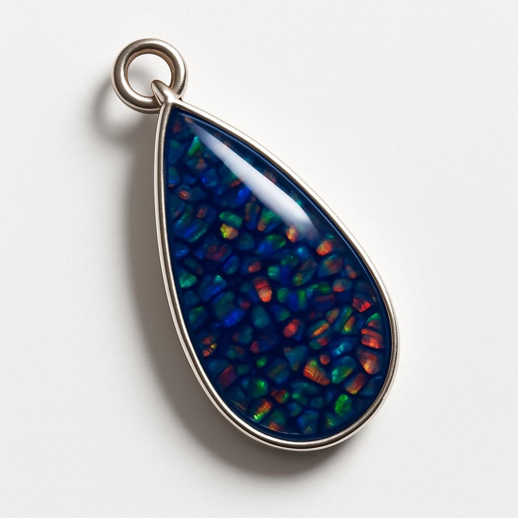 Natural Opal Pendant Multicolor 925 Sterling Silver 22.5 ct Pear Cut October Birthday Birthstone