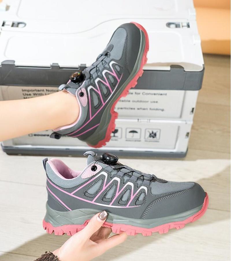 Women'S Rotating Button Safety Shoes Steel Toe Work Sneakers Indestructible Shoes Puncture-Proof Work Boots Cushion Women Sneake