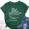 Summer new round neck casual Tshirt abibliophobia book print loose short sleeve top Womens allmatch fashion pullover