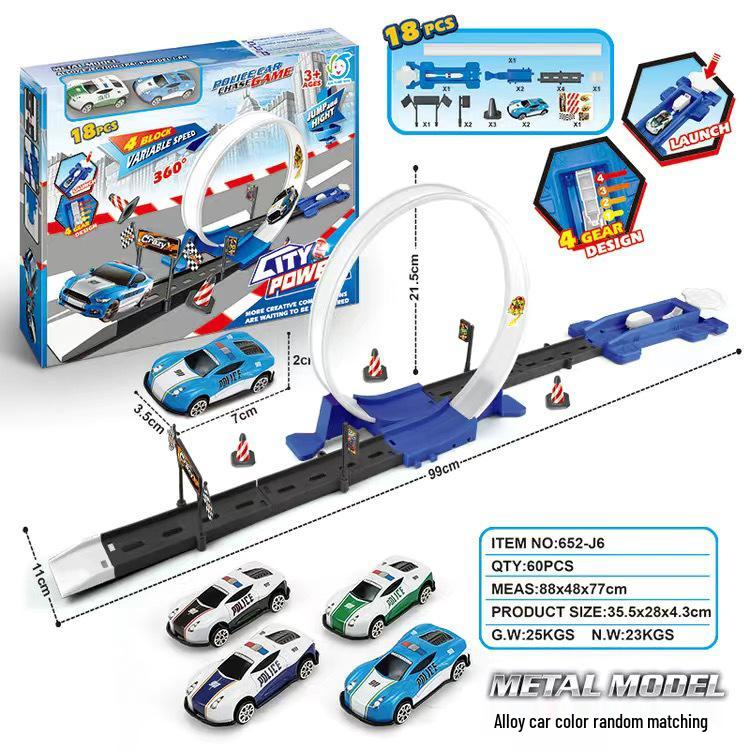 Cross-Border Alloy Racing Car with Metal Track - DIY Ejector Toy for Boys, Douyin Celebrity Style