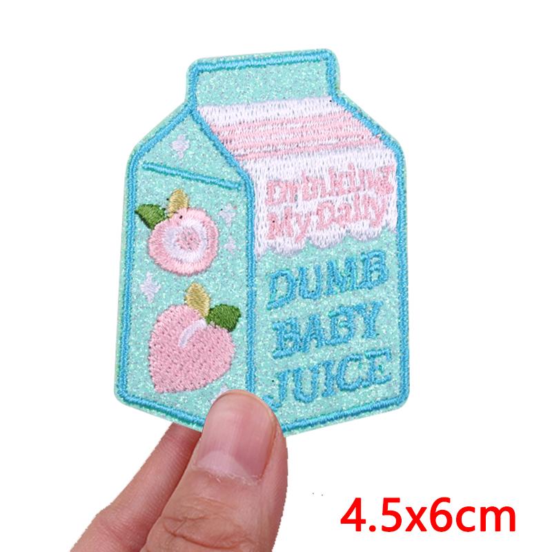 Pink Letter Patch DIY Summer Vibes Embroidered Patches Iron On Patches For Clothing Thermoadhesive Patches Cartoon Sew Bagdes