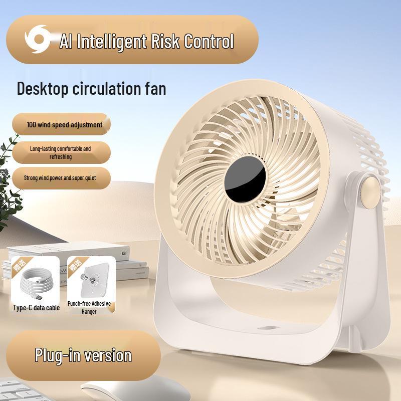 Compact Digital Display Wall-Mounted Desktop Fan with Light for Home, Dorm, or Office