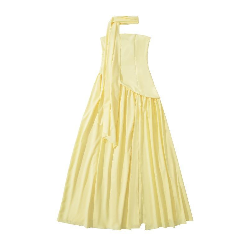 Strappy One-Shoulder Waist-Cinching Backless Formal Dress for Women
