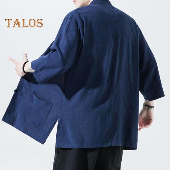 Men's Chinese Style Shirt Loose Retro Button-down Shirt with Pockets Cotton Linen Breathable Summer Shirt for Street Party Travel