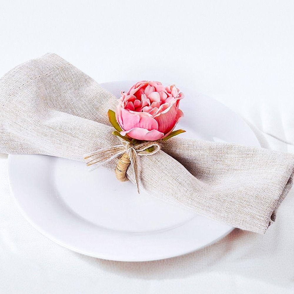 Romance Simulation Rose Napkin Rings Plastic Napkin Buckles  For Wedding Mother's Day Party