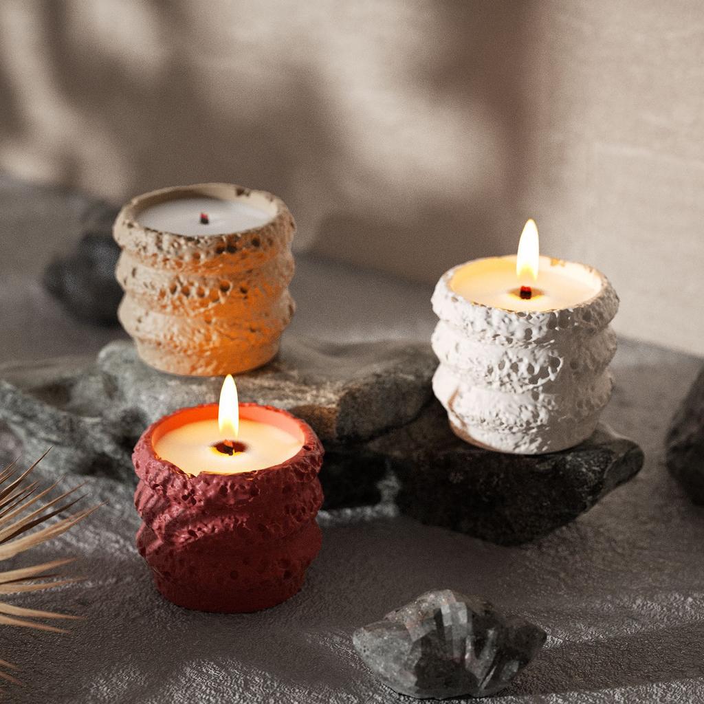 Circular, Stone Pattern Storage Box, Space Moon Pattern, Candle Cup, Aromatherapy Gypsum Jar, Silicone Mold, Candle Mold, White