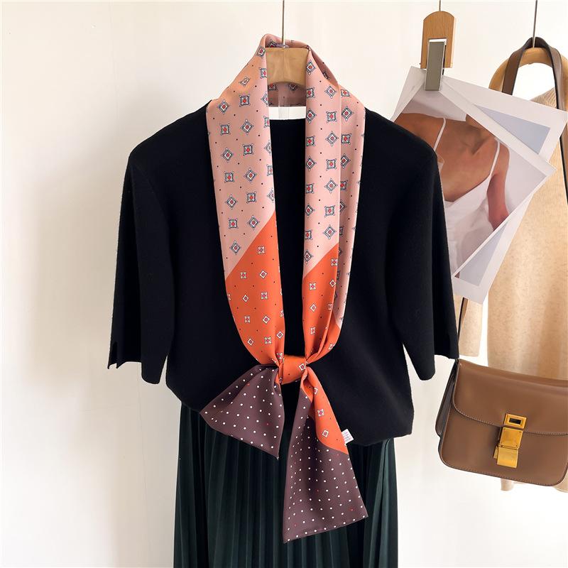 Luxury Cashew Print Silk Scarf Headband Neckerchief Foulard Female Hair Scarfs Neck Tie Lady Skinny Scarves Soft Satin