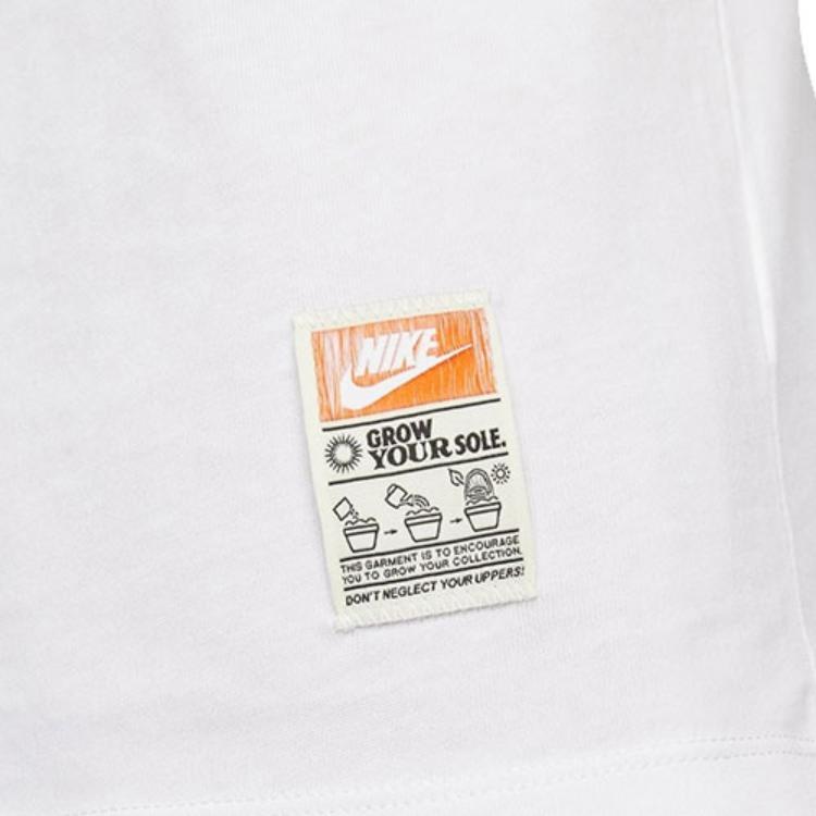 Nike Cartoon Pflanzenmuster Druck Rundhals Lässiges Kurzarm T-Shirt Herren Tops Weiß DQ1034-100