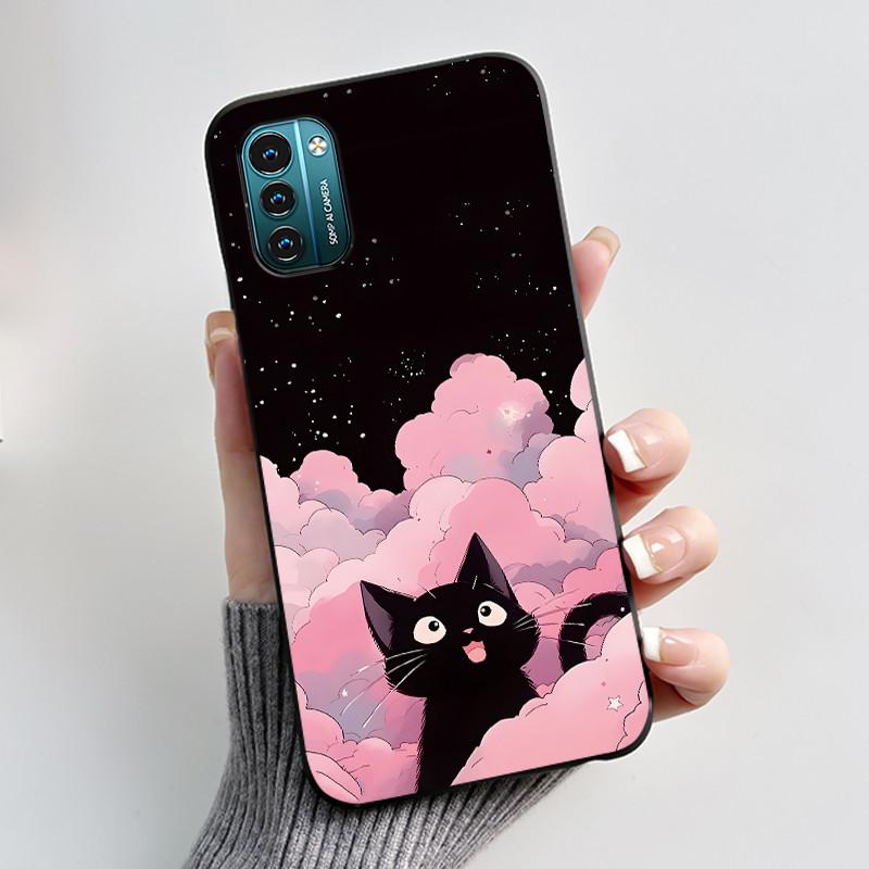 For Nokia G21 G11 Plus Case Cute Love Rabbit Cartoon Black TPU Silicone Soft Cover For NokiaG21 G 11 G11Plus Bumper Phone Case