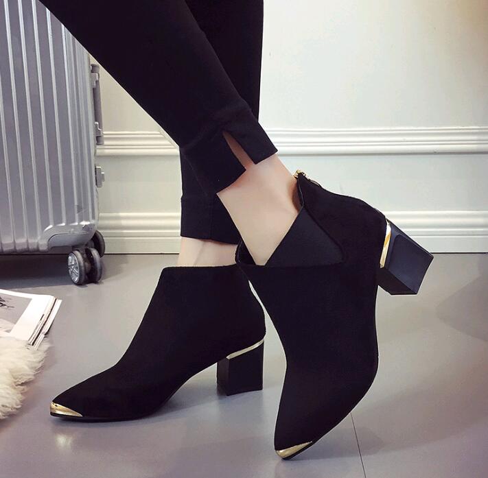 2024 autumn and winter new boots fashion pointed female boots metal rough with the  boots women488
