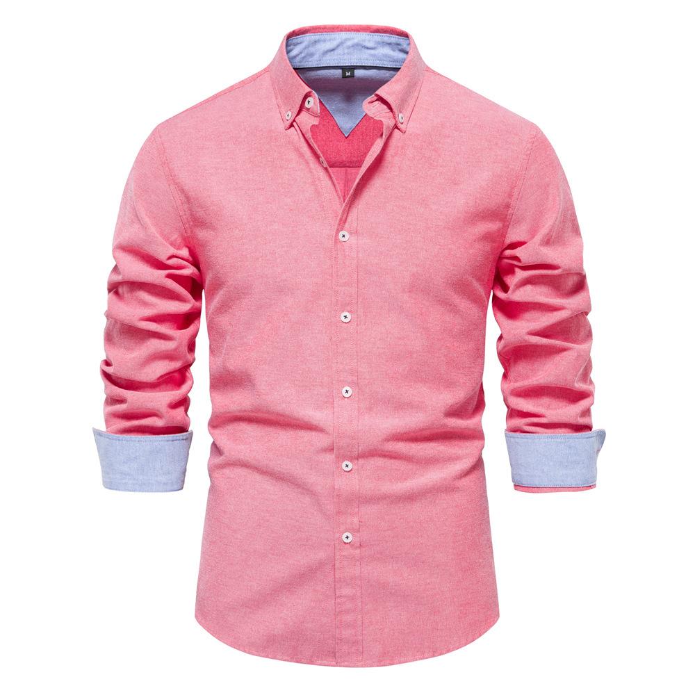 Frühlings Baumwollmischung Herren Oxfordhemd Langarm Button-Down Gesellschaftliche Business Casual Hemden für Herren