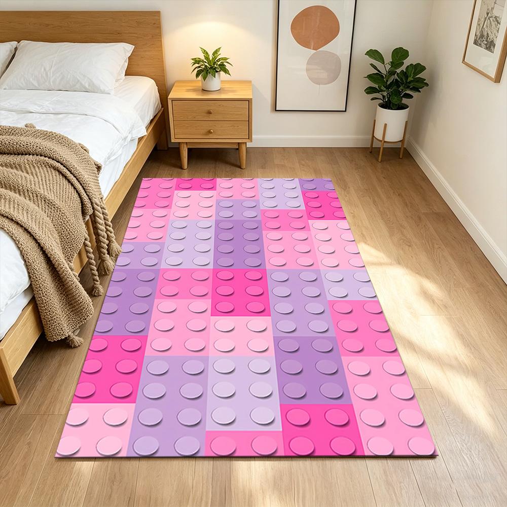 Colorful Building Blocks Pattern Non-Slip Home Carpet Design for Office Decor Living Room Bedroom Gift