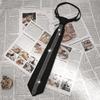 Black Lazy Rhinestone Neck Tie Flexible Pre Tied Neck Tie Business Adjustable Neck Tie  Festive