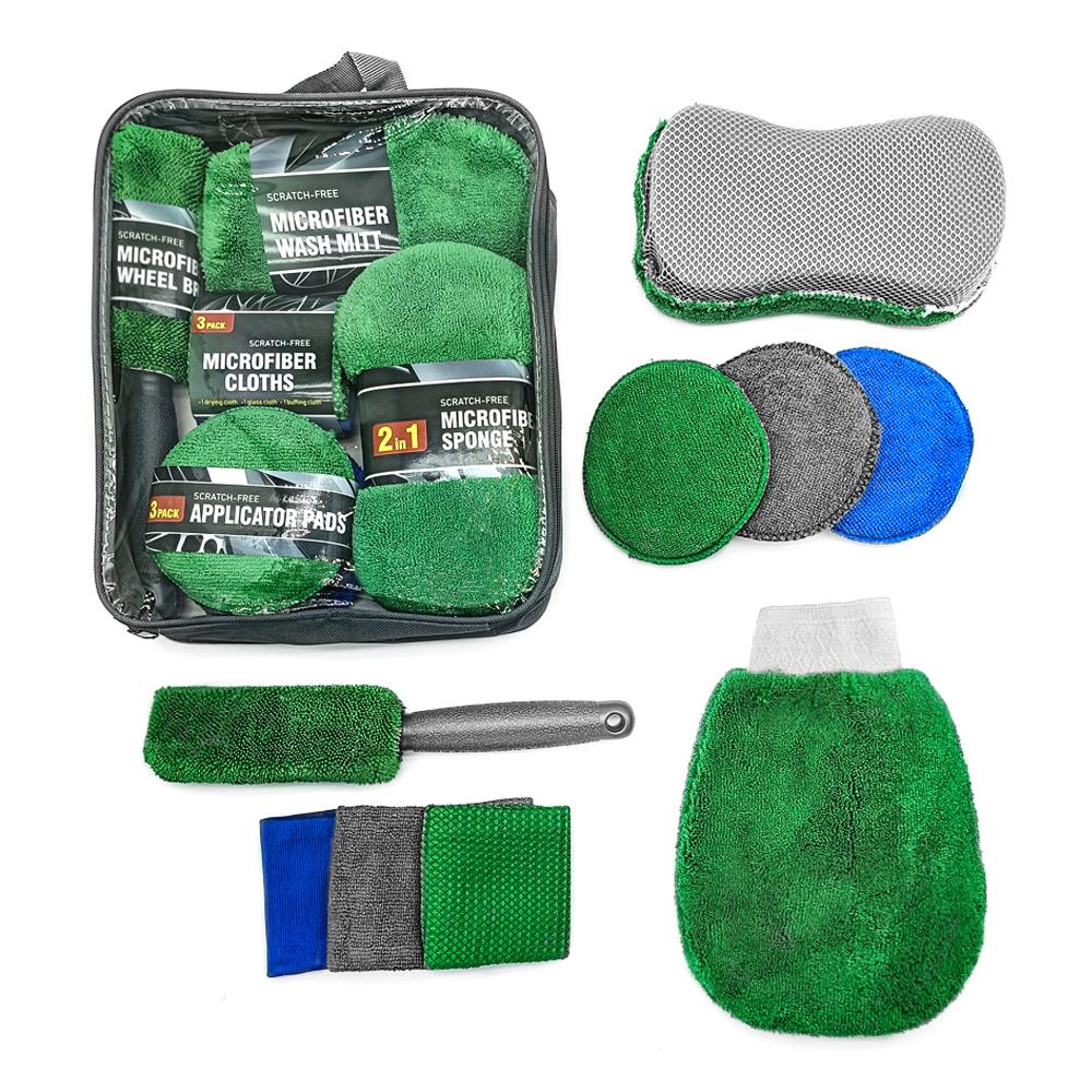 9Pcs Set Car Wash Kit Auto Detailing Washing Tools for Cleaning Windshield Hood Doors Windows