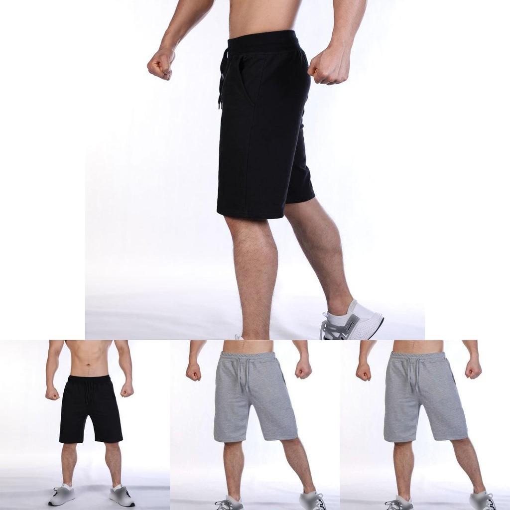 Calções de Ginástica Elásticos Lisos Masculinos Calças de Corrida Esportivas Confortáveis S-3xl Preto