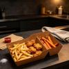 Disposable Paper Boats 100 Count Paper Serving Basket Trays with Two Separate Compartments, Open Food Servers That Fit Together for Presenting Fries