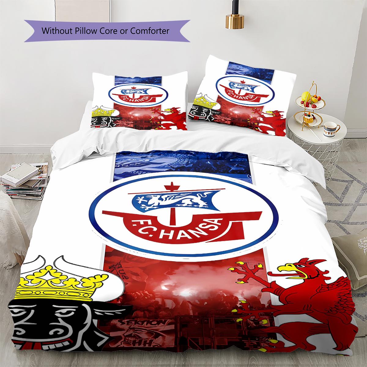 

FC Hansa Rostock Pattern Bedding,Quilt Set Quilt Cover Pillowcase Home Birthday Gift (1 * duvet cover + 2 * pillowcase, without core) 240x220cm