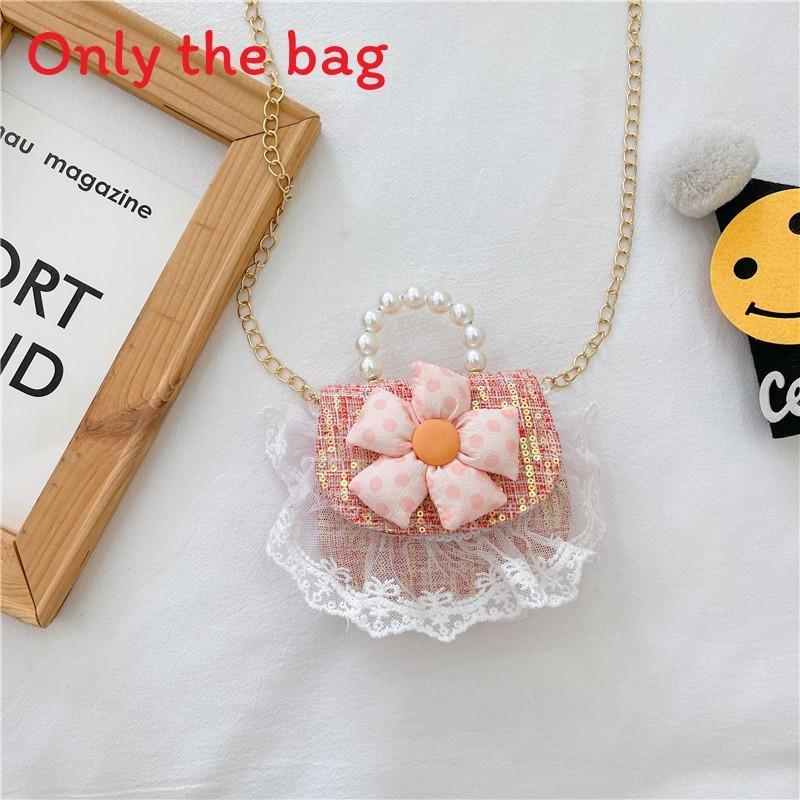 Bag Crossbody Kid With Pearl Handle And Flower Bear Rabbit Decoration