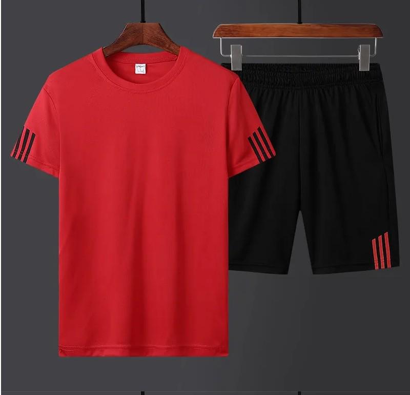 Men's Plus Size Summer Sports Suit: Crew Neck Quick-Dry T-Shirt & Shorts for Running Fitness